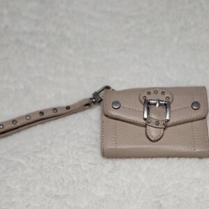 Steve Madden Taupe Pebbled Wristlet with Studded Buckle